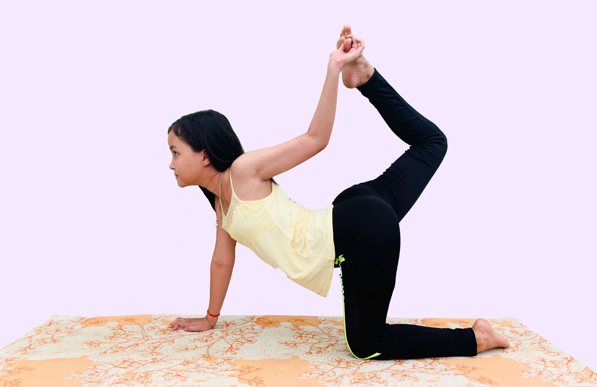 Woman doing yoga exercise called Cow Face Pose, sanskrit name: Gomukhasana,  pose useful in arthritis and dry piles, removes pain in hip and lower Stock  Photo - Alamy